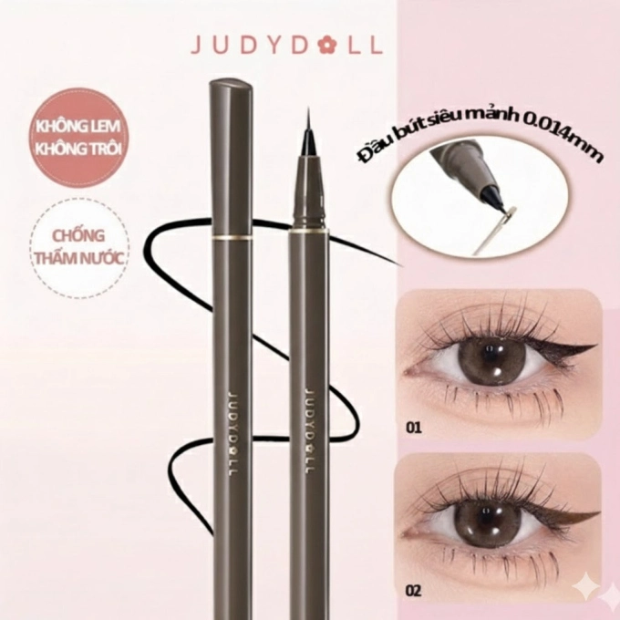 Bút Kẻ Mắt Nước Judydoll Siêu Mảnh, Lâu Trôi, Chống Thấm Nước Slim Liquid Eyeliner