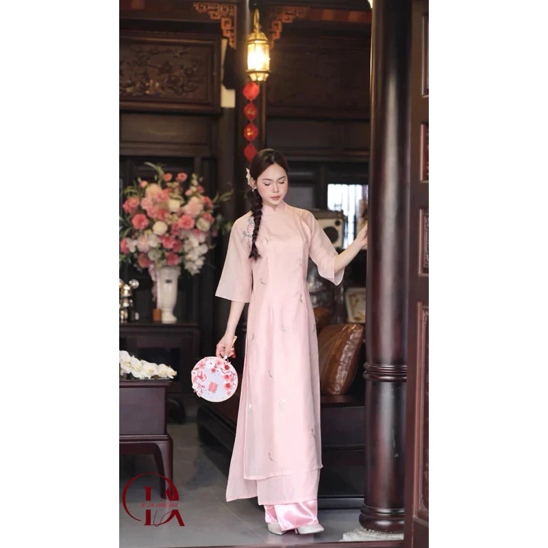 Áo Dài Hoa Nhí Thêu Hoa 
